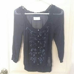 Sheer Blouse with Flowers (Boho Abercrombie)  S